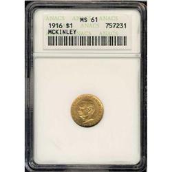 1916 McKinley Gold $1 ANACS MS61