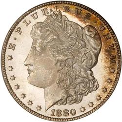 1880-CC Morgan Dollar 80 over 79. Rev of 1878 PCGS MS66