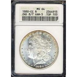 1880-CC Morgan $1. Rev of 1879 ANACS MS64