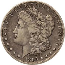1893-S Morgan $1 ANACS Dtls F12 Tooled, Cleaned