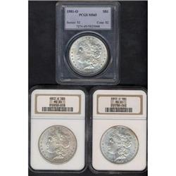 Lot of Three Morgan Dollars