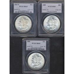 Lot of Three Morgan Dollars