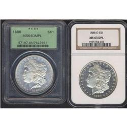 Lot of Two Morgan Dollars: 1886 and 1888-O