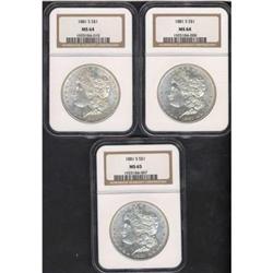Lot of Three Morgan Dollars