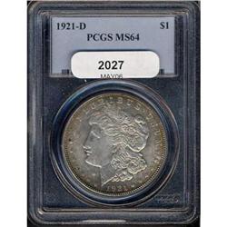 1921-D Morgan Dollar. PCGS MS64