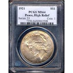 1921 Peace $1 High Relief PCGS MS64
