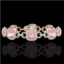 22 ctw Morganite & Micro VS/SI Diamond Bracelet 14k Rose Gold