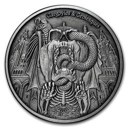 2017 Chad 1 oz Antique Silver Gargoyles and Grotesques (Decay)