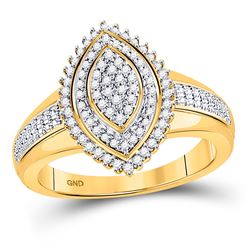 10kt Yellow Gold Round Diamond Marquise-shape Cluster Ring 1/4 Cttw