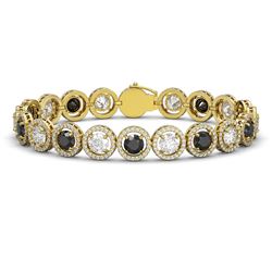 15.47 ctw Black & Diamond Micro Pave Bracelet 18K Yellow Gold