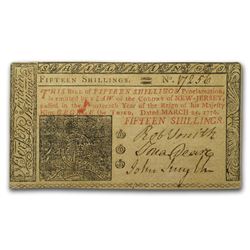 1776 15 Shillings New Jersey Currency 3/25/1776 CU