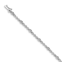 14k White Gold 3 mm .528ct Diamond Bracelet - 7 in.