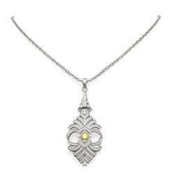 3.05 ctw Fancy Yellow Diamond Necklace 18K White Gold