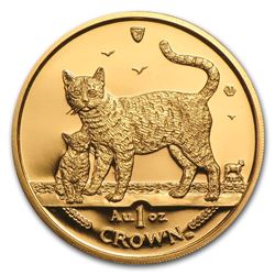 2002 Isle of Man 1 oz Gold Bengal Cat BU