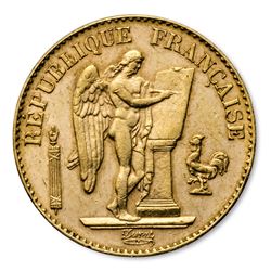 France Gold 20 Francs Lucky Angel Avg Circ (1871-1898)