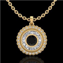 2.11 ctw Fancy Black Diamond Art Deco Stud Necklace 18k Yellow Gold