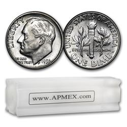 1956-D Roosevelt Dime 50-Coin Roll BU