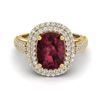 Image 1 : 3.10 ctw Garnet & Micro Pave VS/SI Diamond Certified Ring 10k Yellow Gold