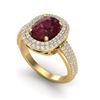 Image 2 : 3.10 ctw Garnet & Micro Pave VS/SI Diamond Certified Ring 10k Yellow Gold