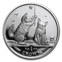 2001 Isle of Man 1 oz Silver Somali Kittens Proof