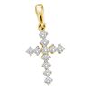 Image 1 : 14kt Yellow Gold Round Diamond Cross Faith Pendant 1/10 Cttw