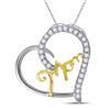 Image 1 : Sterling Silver Two-tone Round Diamond Mom Heart Pendant 1/10 Cttw