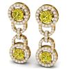 Image 2 : 4 ctw SI/I Fancy Yellow Diamond Earrings 18K Yellow Gold