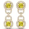 Image 3 : 4 ctw SI/I Fancy Yellow Diamond Earrings 18K Yellow Gold