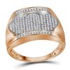 Image 1 : 10kt Rose Gold Mens Round Diamond Rectangle Arched Cluster Ring 1/2 Cttw