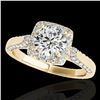 Image 1 : 1.5 ctw Certified Diamond Solitaire Halo Ring 10k Yellow Gold