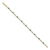 Image 2 : 14k Yellow Gold Diamond and Emerald Oval Link Bracelet - 7 in.