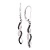 Image 1 : 14kt White Gold Round Black Color Enhanced Diamond Infinity Weave Dangle Earrings 1/3 Cttw