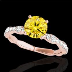 1.4 ctw Certified SI/I Fancy Intense Yellow Diamond Ring 10k Rose Gold