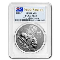 2020 Australia 1 oz Silver Lunar Mouse MS-70 PCGS (FS)