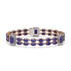 19.49 ctw Sapphire & Diamond Bracelet 14K Rose Gold