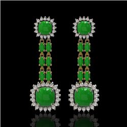 16.72 ctw Jade & Diamond Earrings 14K Yellow Gold
