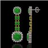 Image 2 : 16.72 ctw Jade & Diamond Earrings 14K Yellow Gold