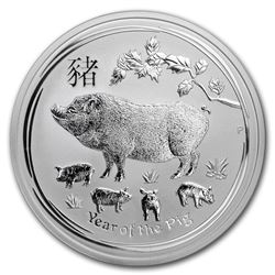 2019 Australia 5 oz Silver Lunar Pig BU