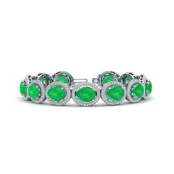 30 ctw Emerald & Micro Pave VS/SI Diamond Bracelet 10k White Gold