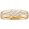 Image 1 : 10kt Yellow Gold Mens Round Channel-set Diamond Triple Row Wedding Band Ring 1/8 Cttw