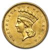 Image 1 : 1856 $1 Indian Head Gold Type 3 Slanted 5 AU