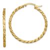 Image 1 : 14k Yellow Gold Twisted Satin Diamond-Cut Hoop Earrings - 40 mm