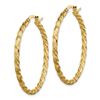 Image 2 : 14k Yellow Gold Twisted Satin Diamond-Cut Hoop Earrings - 40 mm