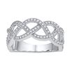 Image 1 : 10kt White Gold Round Diamond Woven Strand Band Ring 1/2 Cttw