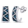 Image 1 : 10kt White Gold Round Blue Color Enhanced Diamond Half J Hoop Earrings 1/10 Cttw