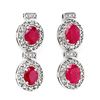 Image 1 : 6.75 ctw Ruby & Diamond Earrings 14k White Gold
