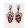 Image 1 : 13.02 ctw Ruby & Diamond Earrings 18K Rose Gold