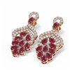 Image 3 : 13.02 ctw Ruby & Diamond Earrings 18K Rose Gold