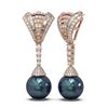 Image 2 : 3 ctw Diamond & Pearl Earrings 18K Rose Gold
