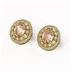 Image 2 : 7.44 ctw Morganite & Diamond Victorian Earrings 14K Yellow Gold